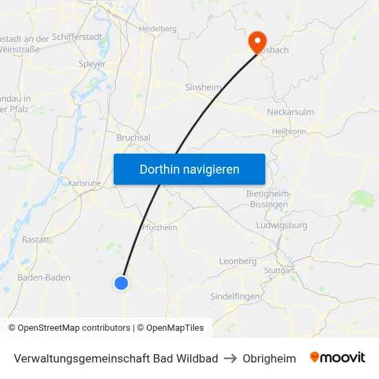 Verwaltungsgemeinschaft Bad Wildbad to Obrigheim map