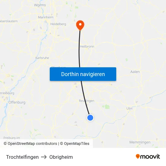 Trochtelfingen to Obrigheim map