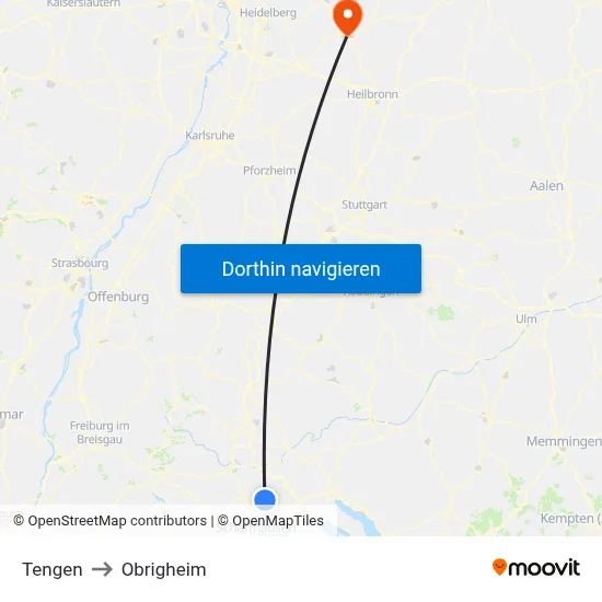 Tengen to Obrigheim map