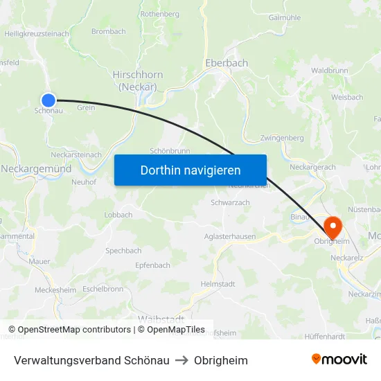 Verwaltungsverband Schönau to Obrigheim map