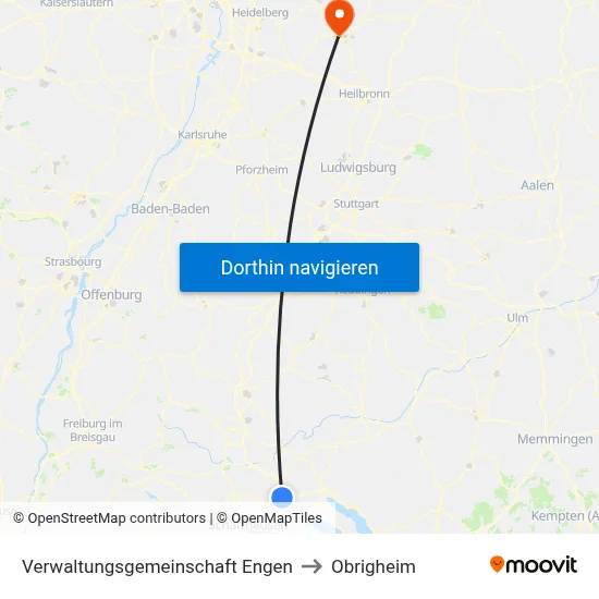 Verwaltungsgemeinschaft Engen to Obrigheim map