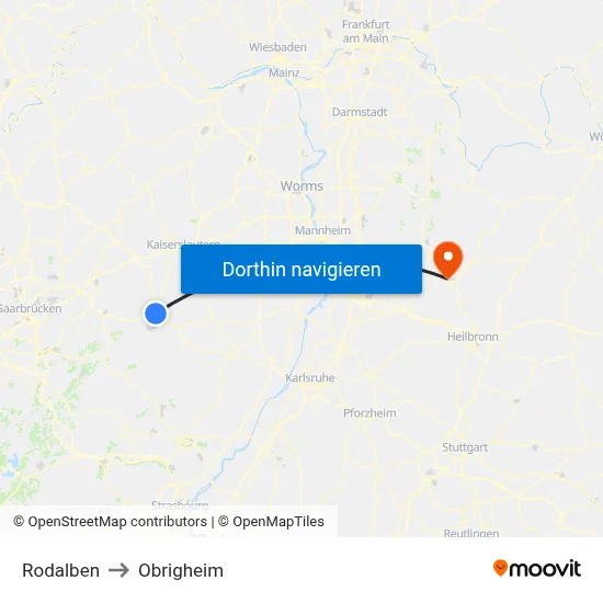 Rodalben to Obrigheim map