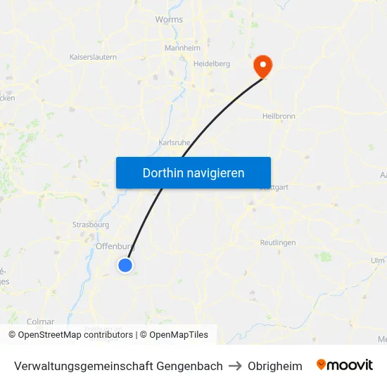 Verwaltungsgemeinschaft Gengenbach to Obrigheim map
