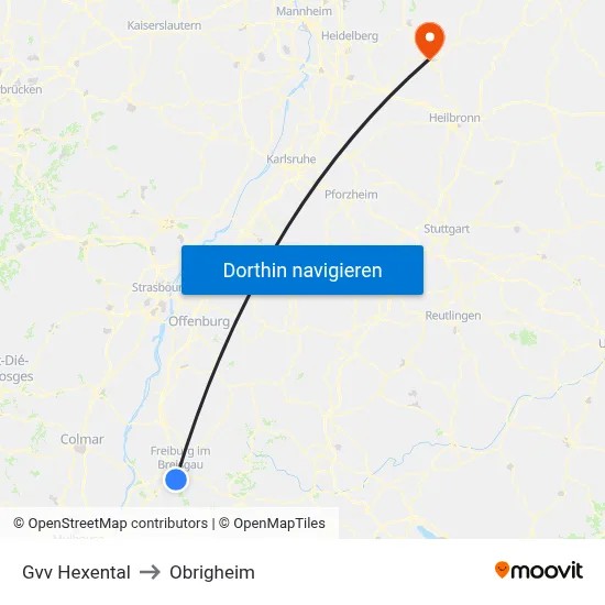 Gvv Hexental to Obrigheim map