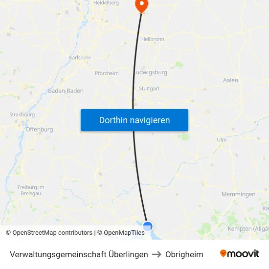 Verwaltungsgemeinschaft Überlingen to Obrigheim map