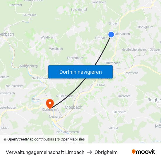 Verwaltungsgemeinschaft Limbach to Obrigheim map