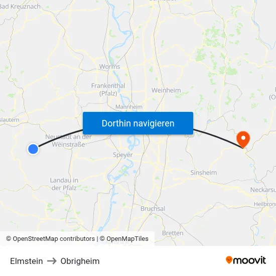 Elmstein to Obrigheim map