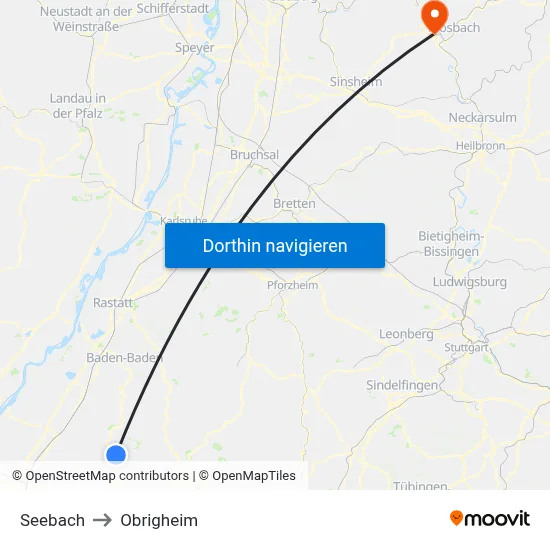Seebach to Obrigheim map