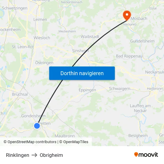 Rinklingen to Obrigheim map