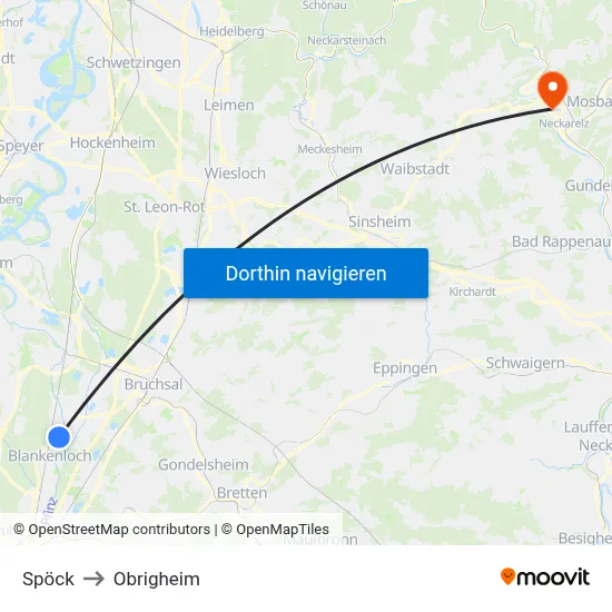 Spöck to Obrigheim map