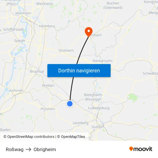 Roßwag to Obrigheim map
