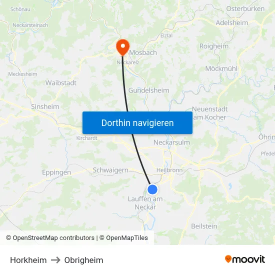Horkheim to Obrigheim map
