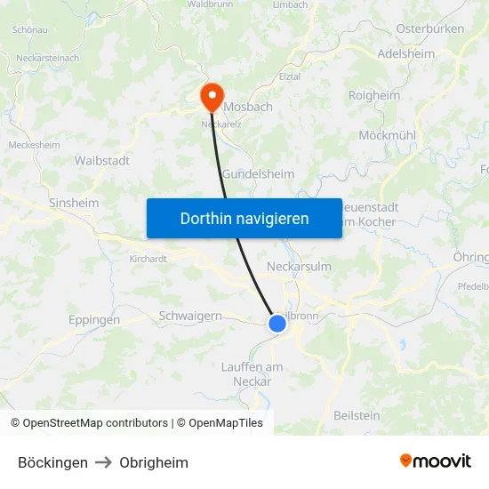 Böckingen to Obrigheim map
