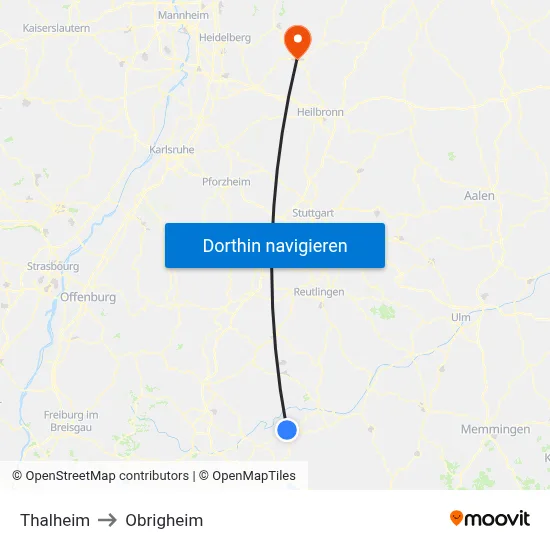 Thalheim to Obrigheim map