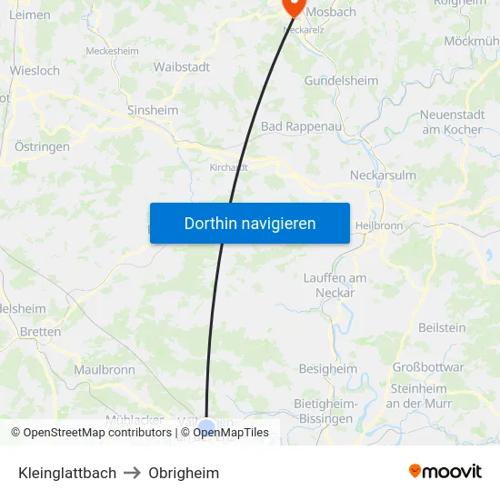 Kleinglattbach to Obrigheim map