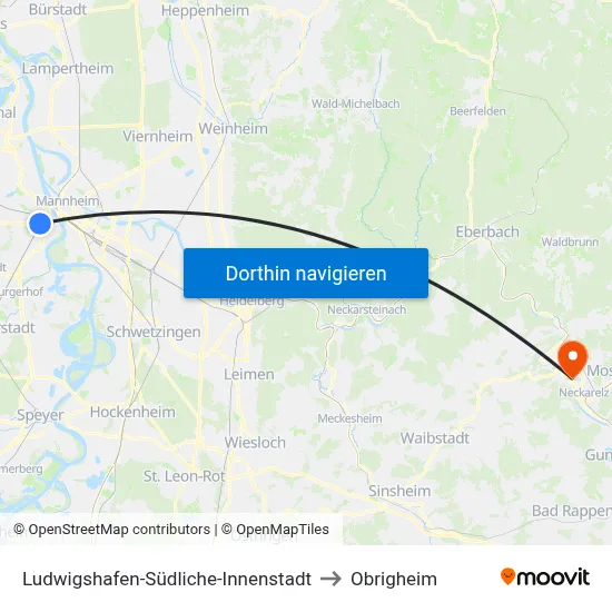Ludwigshafen-Südliche-Innenstadt to Obrigheim map