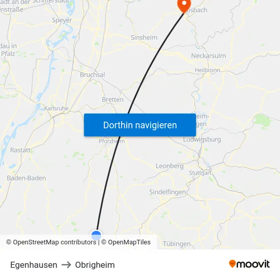 Egenhausen to Obrigheim map