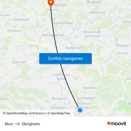 Murr to Obrigheim map