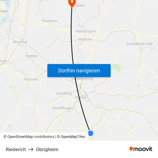 Riederich to Obrigheim map