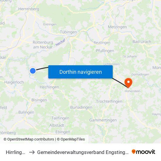 Hirrlingen to Gemeindeverwaltungsverband Engstingen map