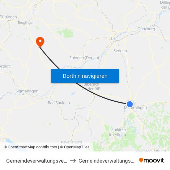 Gemeindeverwaltungsverband Rot-Tannheim to Gemeindeverwaltungsverband Engstingen map