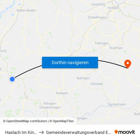 Haslach Im Kinzigtal to Gemeindeverwaltungsverband Engstingen map