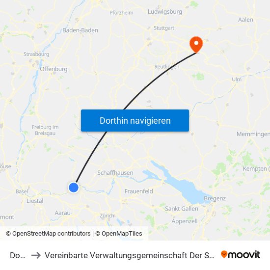 Dogern to Vereinbarte Verwaltungsgemeinschaft Der Stadt Weilheim An Der Teck map