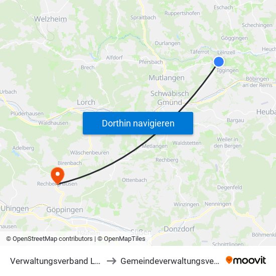 Verwaltungsverband Leintal-Frickenhofer Höhe to Gemeindeverwaltungsverband Östlicher Schurwald map