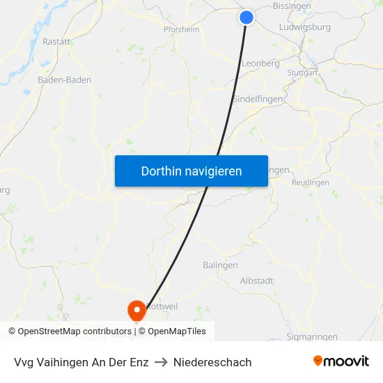 Vvg Vaihingen An Der Enz to Niedereschach map