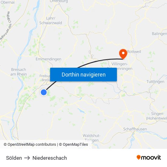 Sölden to Niedereschach map