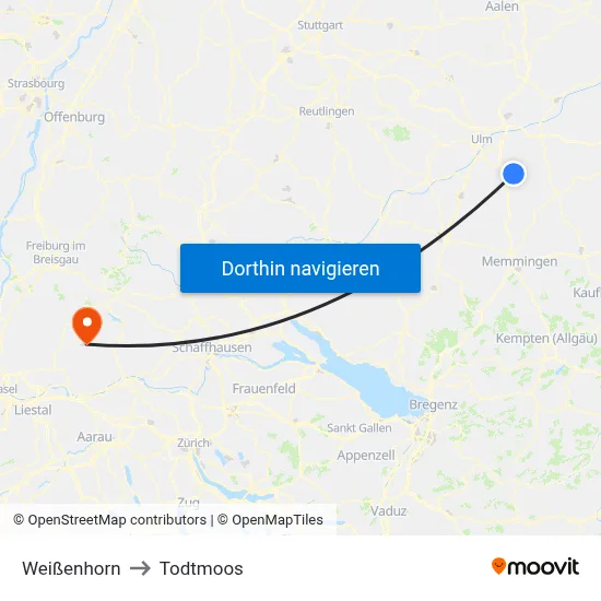 Weißenhorn to Todtmoos map
