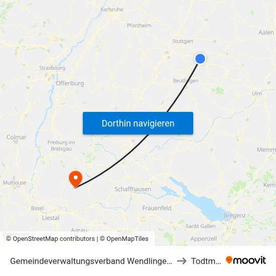 Gemeindeverwaltungsverband Wendlingen am Neckar to Todtmoos map