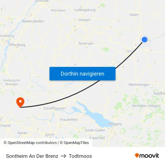 Sontheim An Der Brenz to Todtmoos map