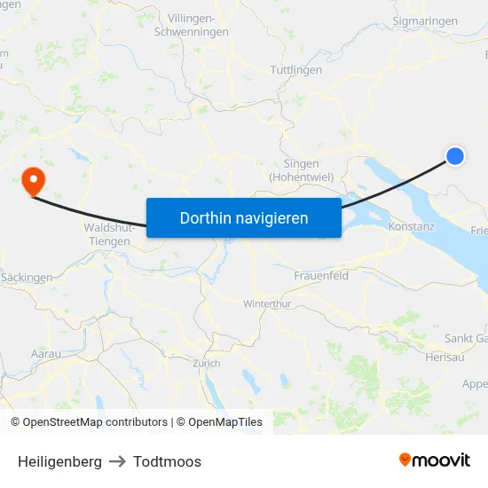 Heiligenberg to Todtmoos map