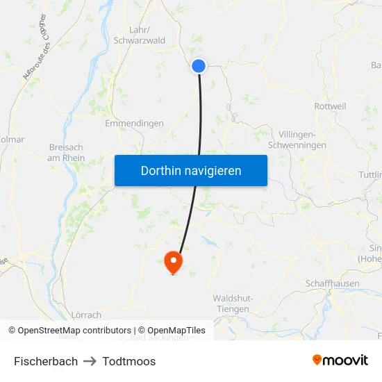 Fischerbach to Todtmoos map