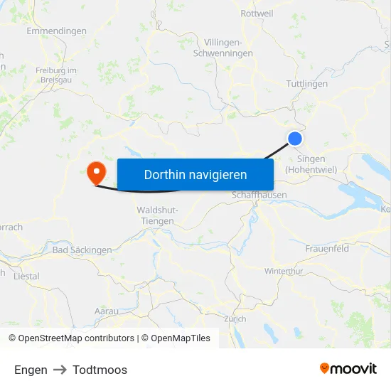 Engen to Todtmoos map