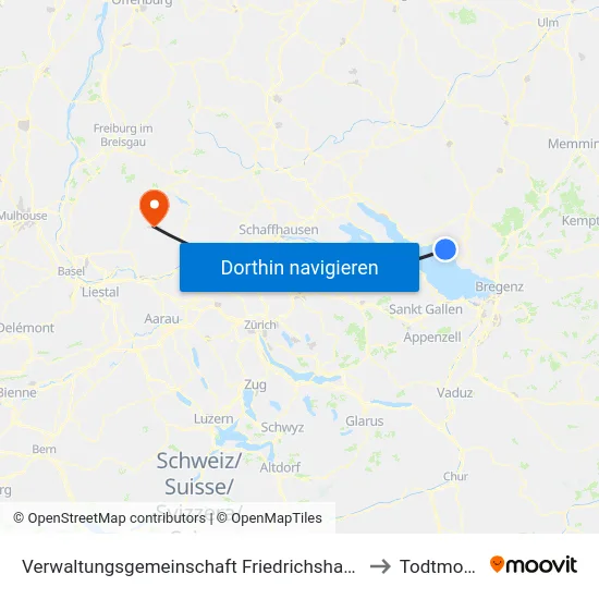 Verwaltungsgemeinschaft Friedrichshafen to Todtmoos map