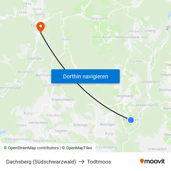 Dachsberg (Südschwarzwald) to Todtmoos map