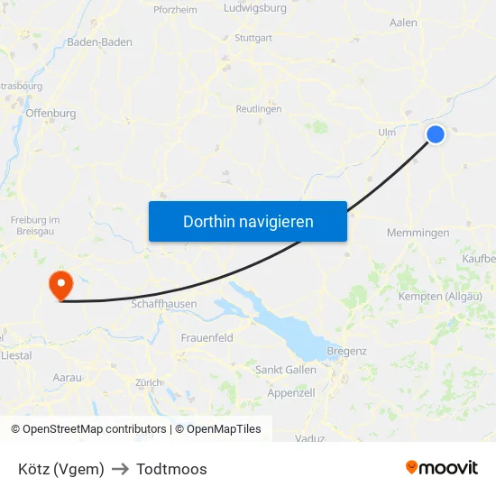 Kötz (Vgem) to Todtmoos map