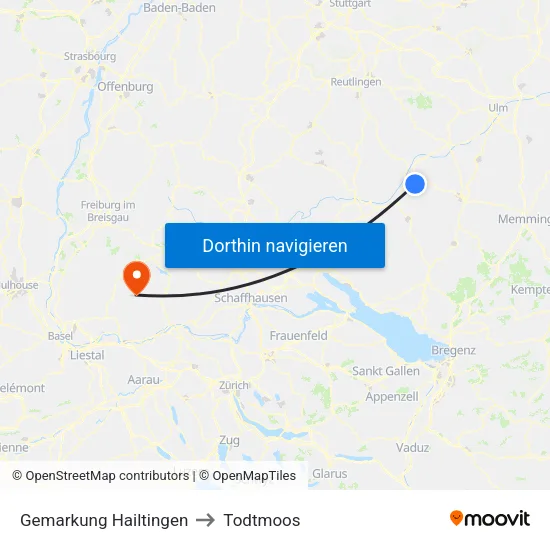 Gemarkung Hailtingen to Todtmoos map