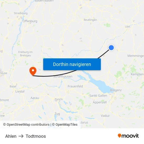 Ahlen to Todtmoos map