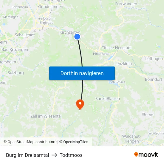 Burg Im Dreisamtal to Todtmoos map