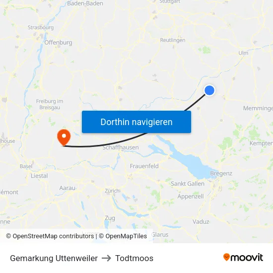Gemarkung Uttenweiler to Todtmoos map