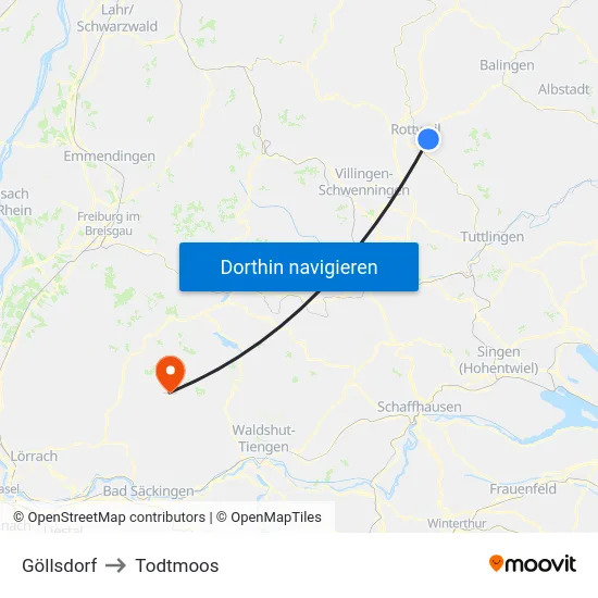 Göllsdorf to Todtmoos map