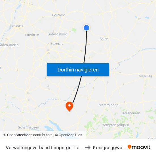 Verwaltungsverband Limpurger Land to Königseggwald map