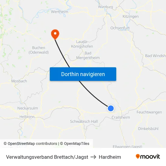 Verwaltungsverband Brettach/Jagst to Hardheim map