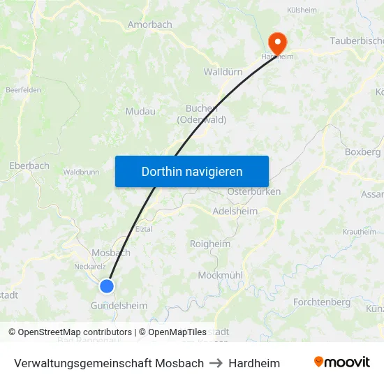 Verwaltungsgemeinschaft Mosbach to Hardheim map