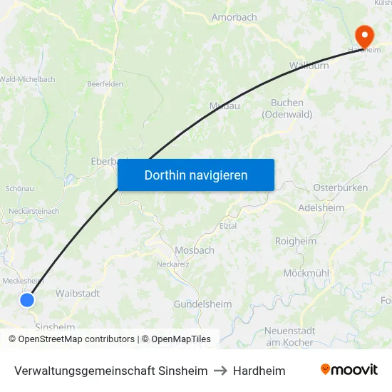 Verwaltungsgemeinschaft Sinsheim to Hardheim map