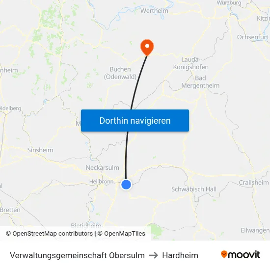 Verwaltungsgemeinschaft Obersulm to Hardheim map