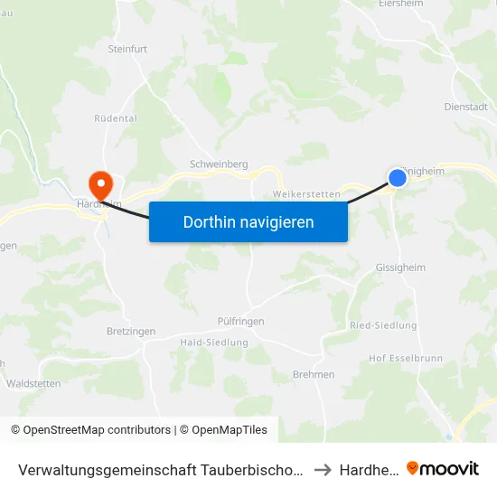 Verwaltungsgemeinschaft Tauberbischofsheim to Hardheim map